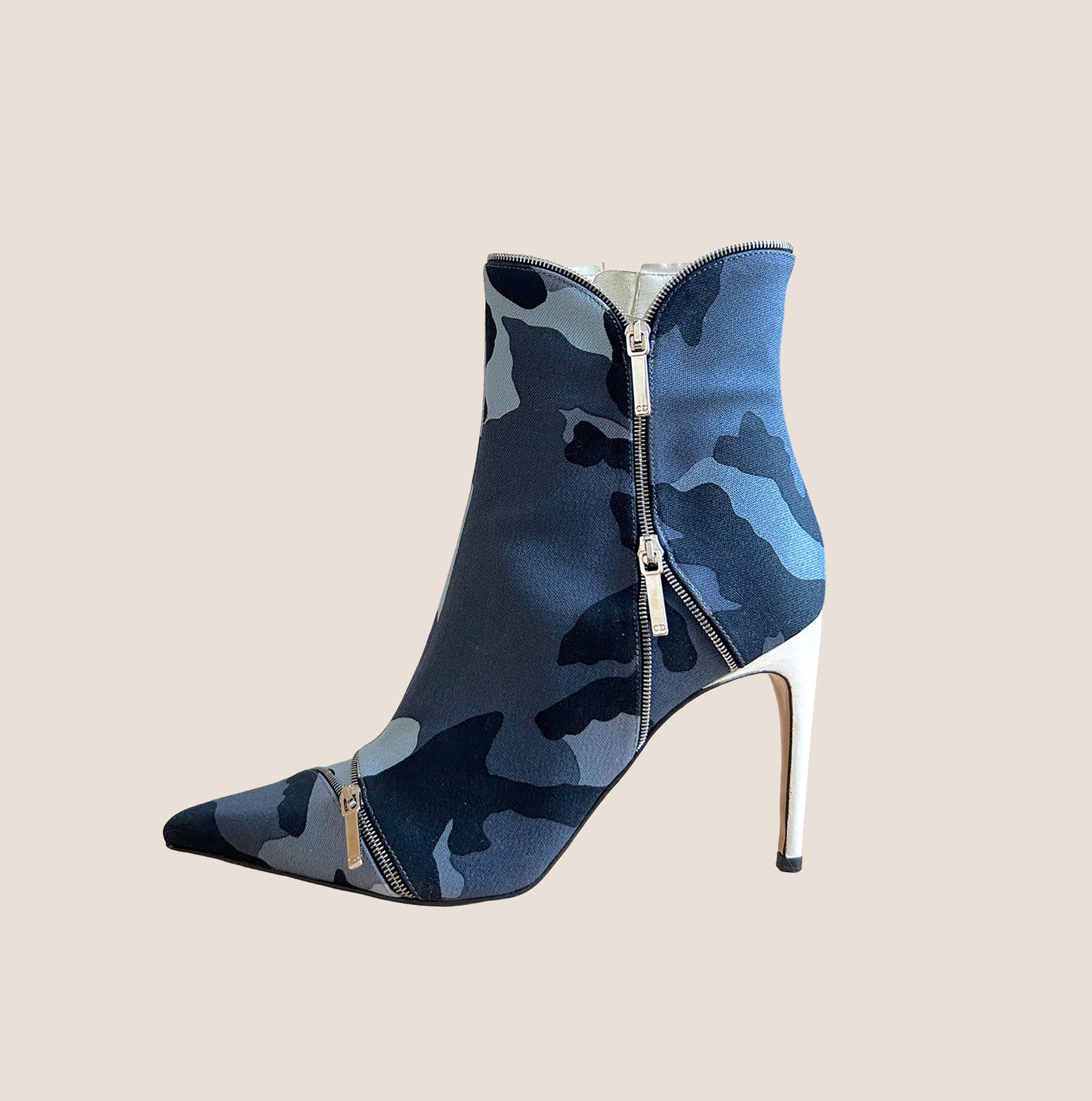 CHRISTIAN DIOR 2000 BLUE CAMOUFLAGE PRINT BOOTIES