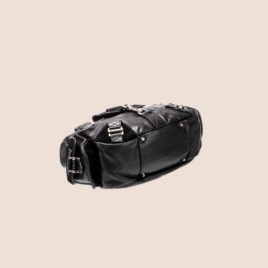 CHRISTIAN DIOR 2006 BLACK SUEDE REBELLE HOBO BAG