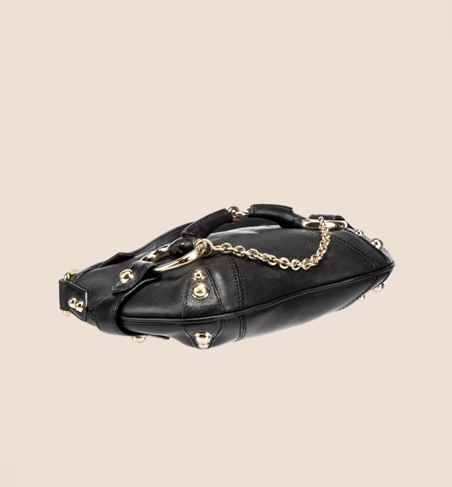 GUCCI BLACK LEATHER MINI HORSEBIT PURSE