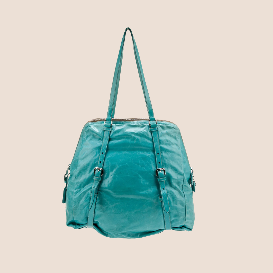 PRADA 2007 BLUE SIGNATURE NEW LOOK HOBO BAG