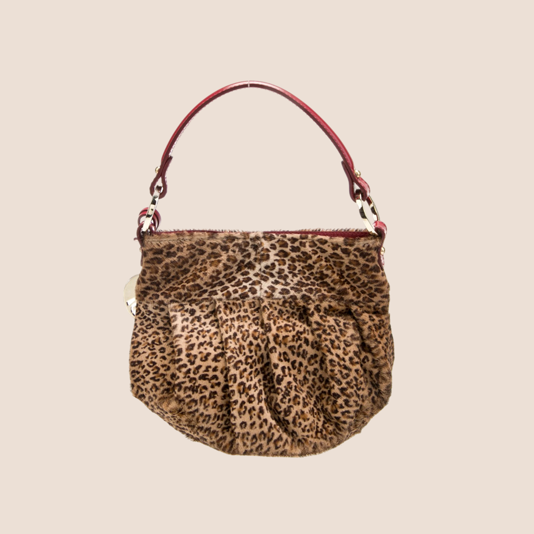 FENDI 2004 LEOPARD PRINT PONY HAIR MINI CHEF BAG