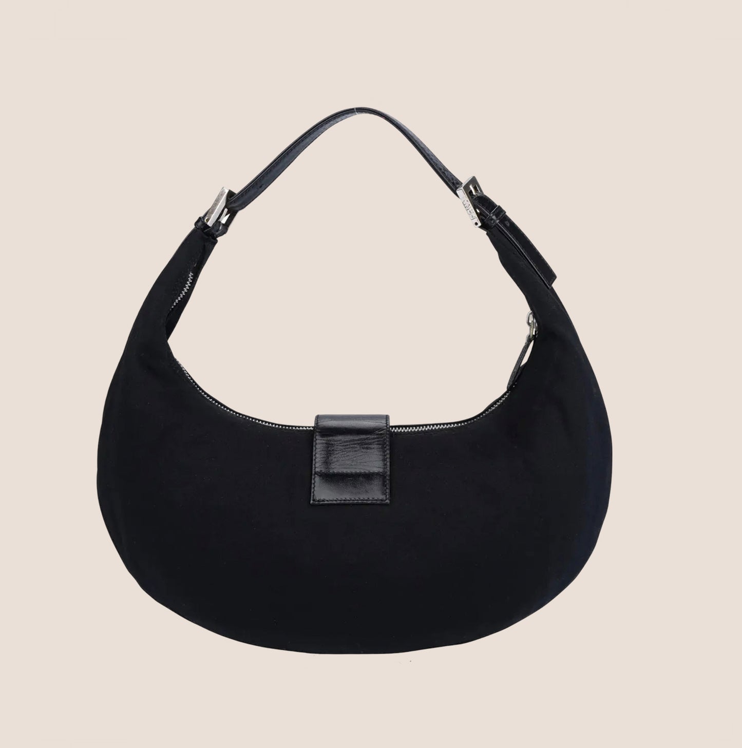 FENDI NEOPRENE BLACK HALF MOON BAG