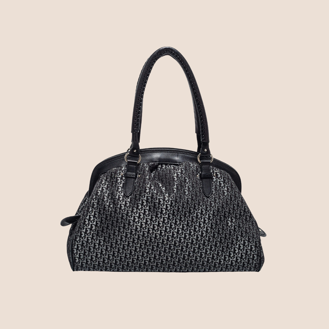 CHRISTIAN DIOR DARK BLACK NAVY DIORISSIMO DETECTIVE FRAME SATCHEL