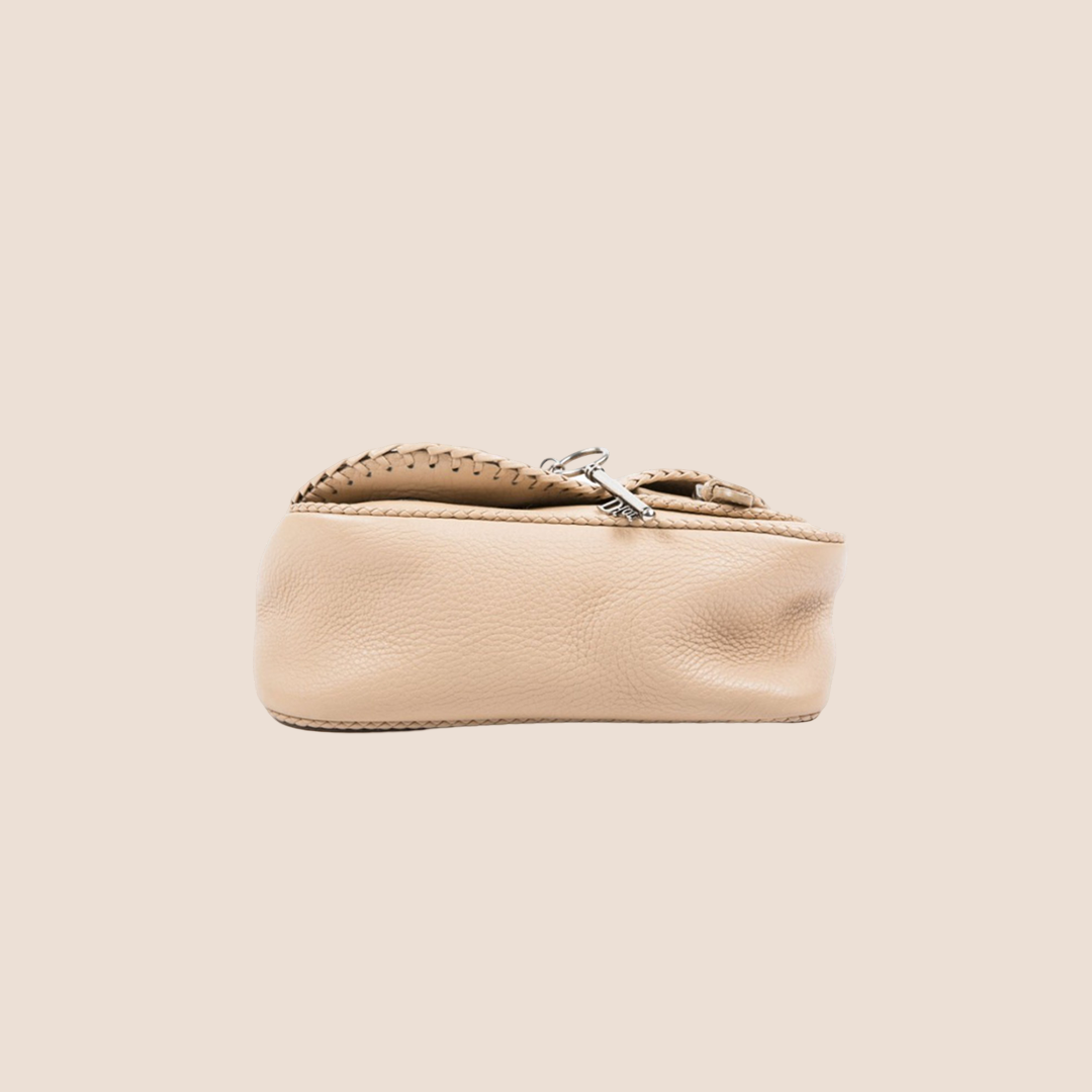 CHRISTIAN DIOR BEIGE PEBBLED CALFSKIN MINI GAUCHO CROSSBODY BAG