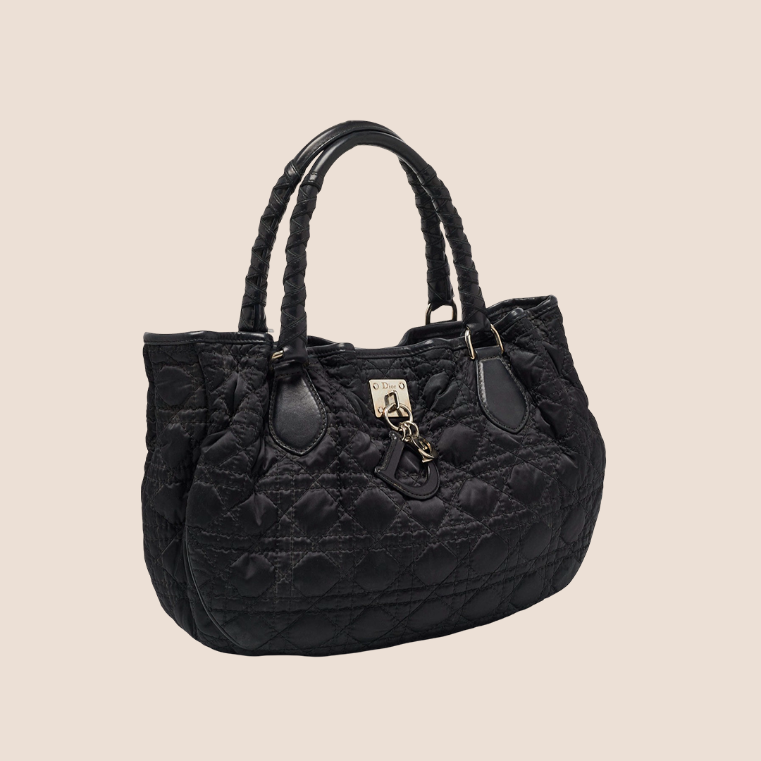 CHRISTIAN DIOR BLACK CANNAGE LOVELY CHARM BUCKET BAG