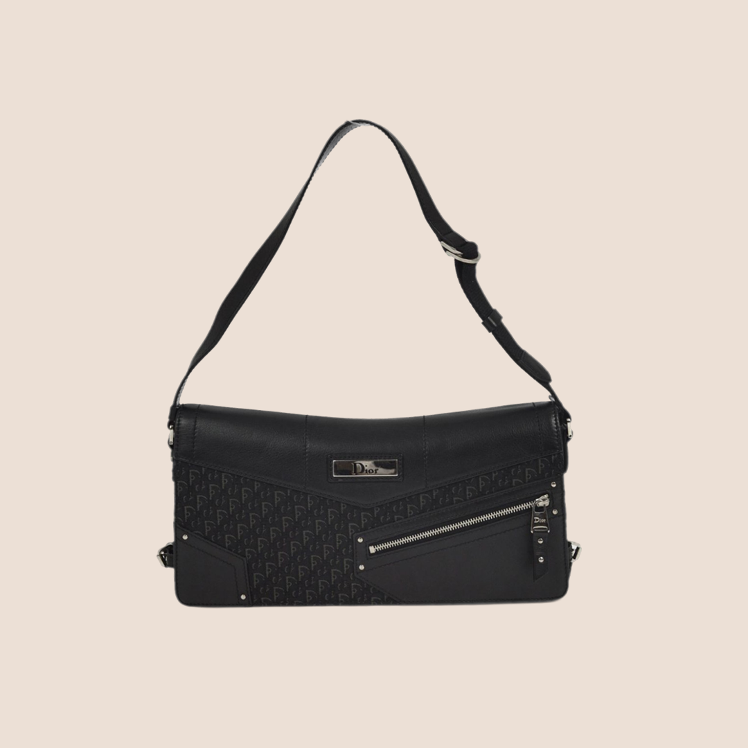 CHRISTIAN DIOR 2003 BLACK STREET CHIC ZIPPER SHOULDER BAG – RDB