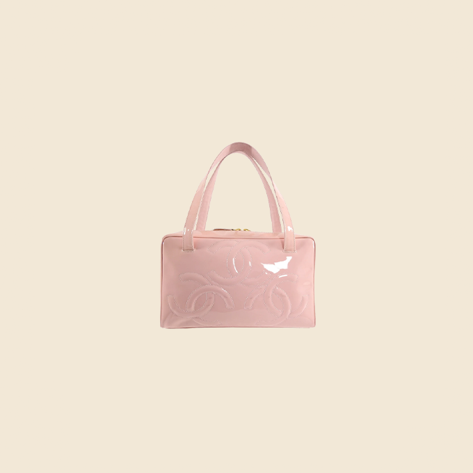 CHANEL 2004 PINK PATENT LEATHER TOTE BAG