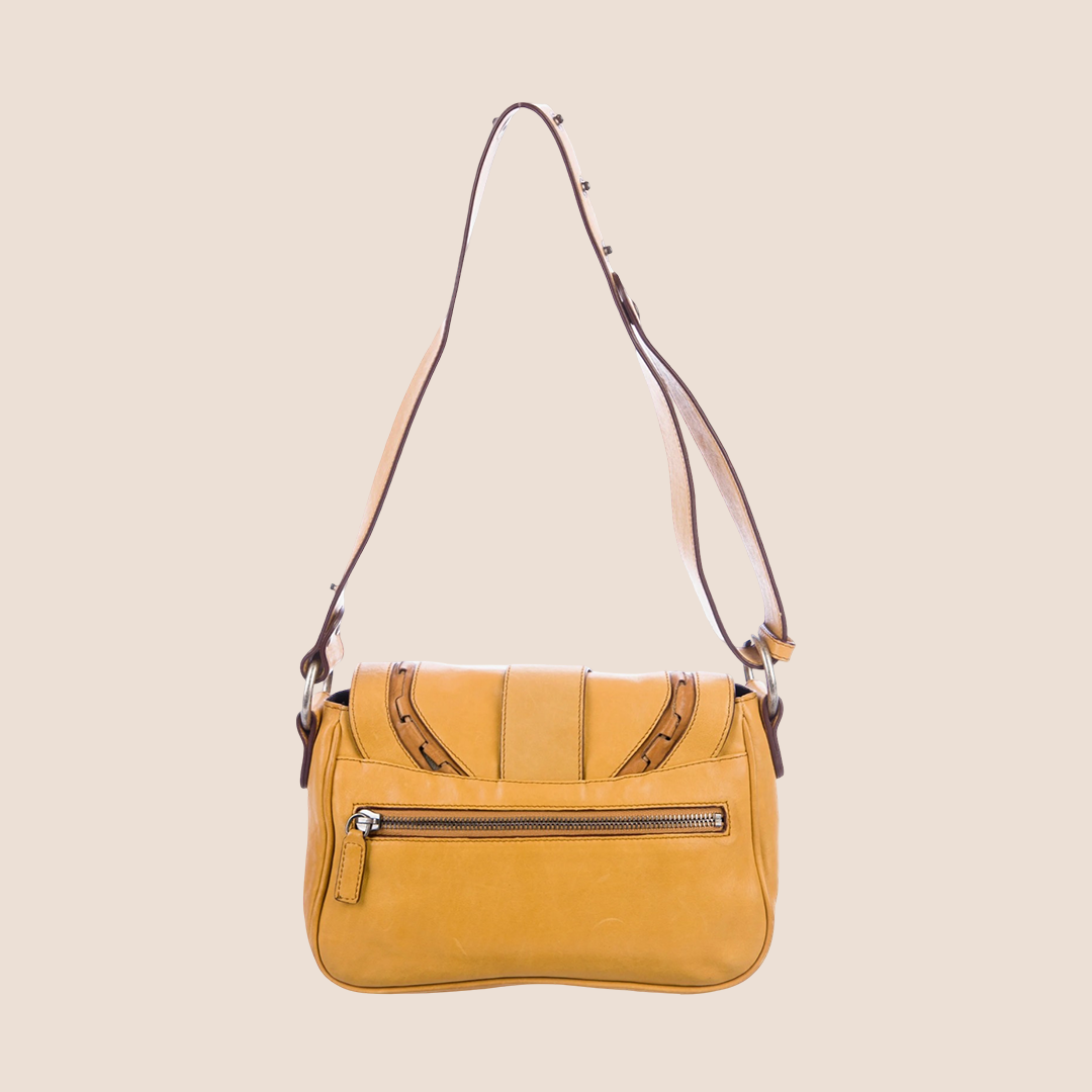 CHRISTIAN DIOR 2006 MUSTARD LEATHER MINI GAUCHO SADDLE BAG