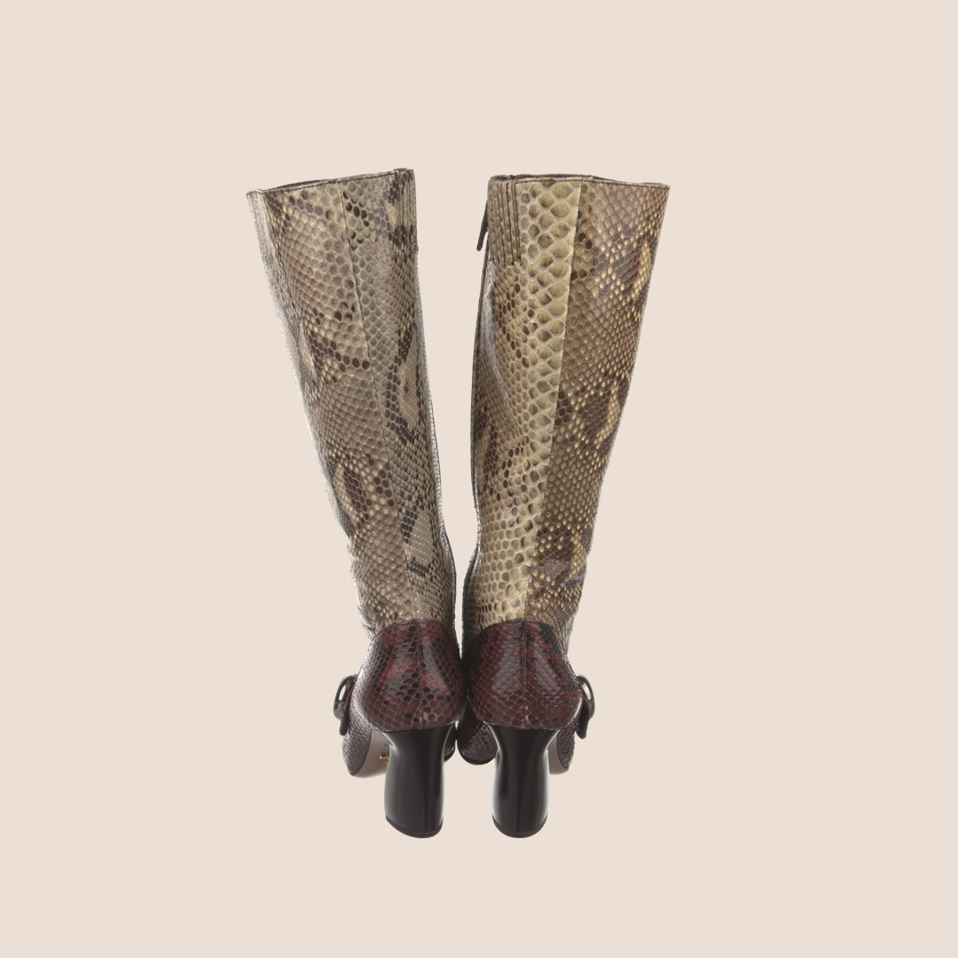 PRADA 2000 BICOLOR SNAKESKIN BOOTS