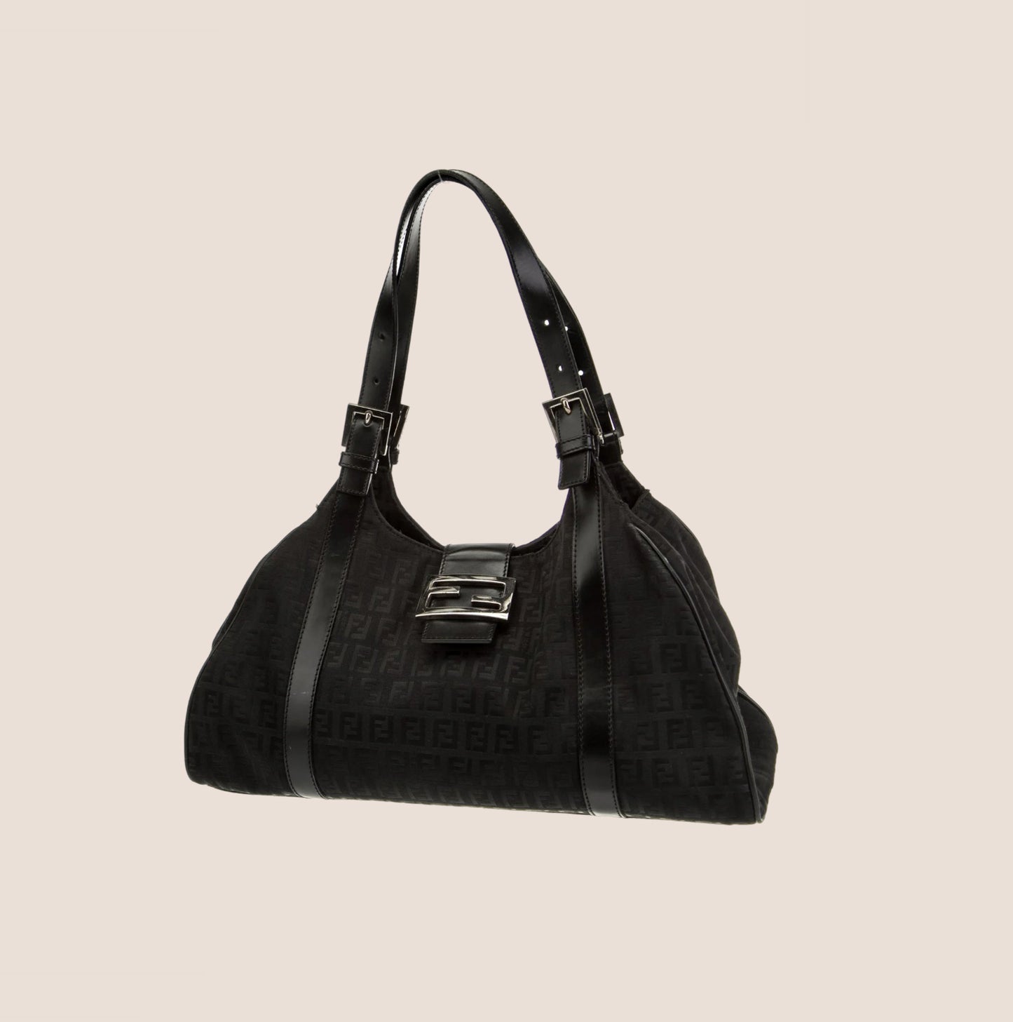 FENDI 2003 BLACK ZUCCHINO SHOULDER BAG