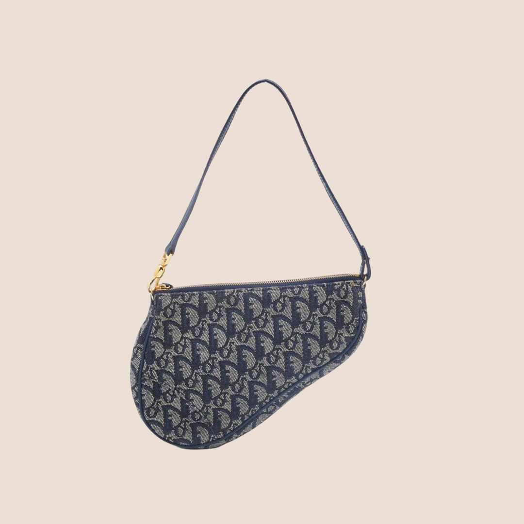 CHRISTIAN DIOR BLUE OBLIQUE CANVAS SADDLE BAG – RDB