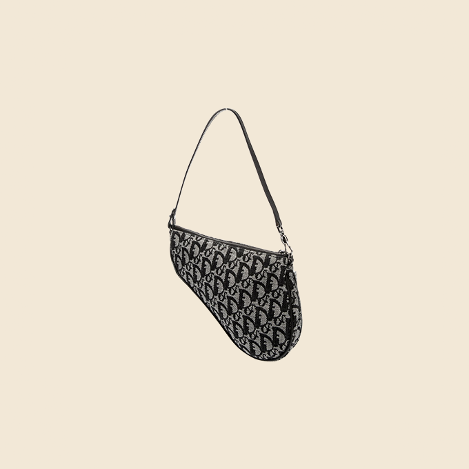 CHRISTIAN DIOR BLUE OBLIQUE MINI SADDLE BAG