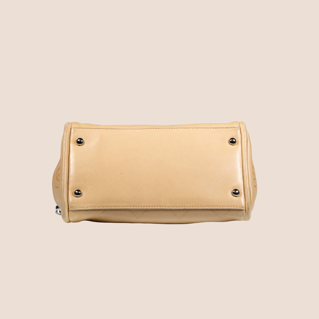 CHANEL 2002 BEIGE CC WILD STITCH FRAME HANDBAG