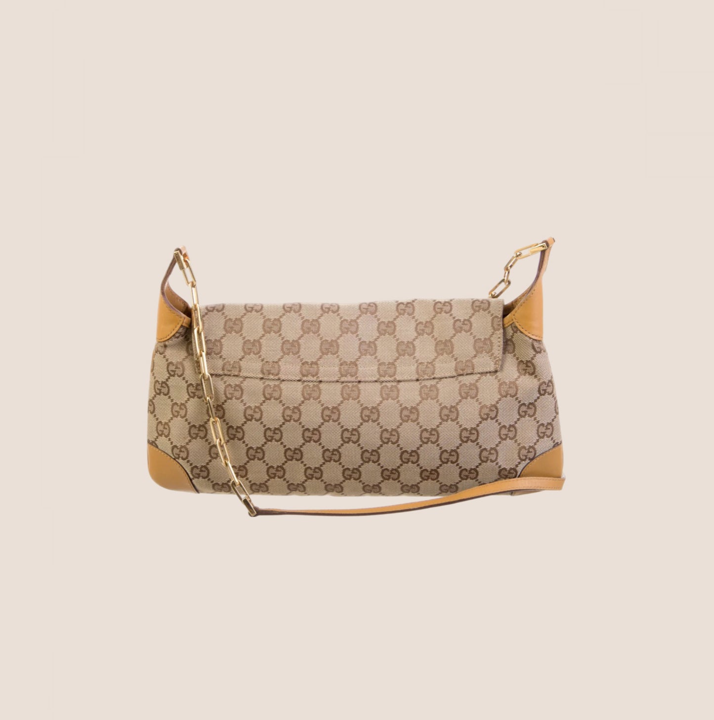 GUCCI BROWN GG MONOGRAM TIGER HEAD SHOULDER BAG