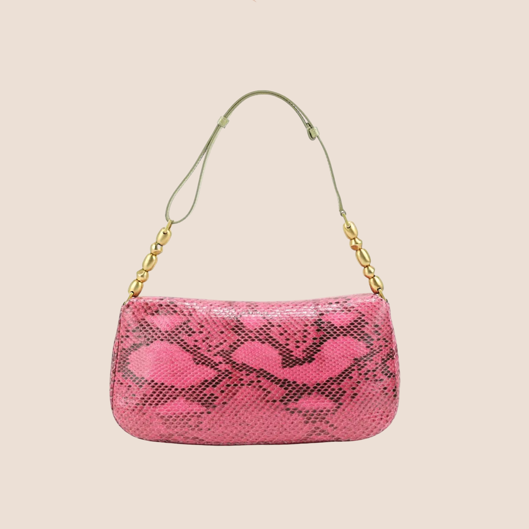 CHRISTIAN DIOR PINK PYTHON PEARL MALICE SHOULDER BAG