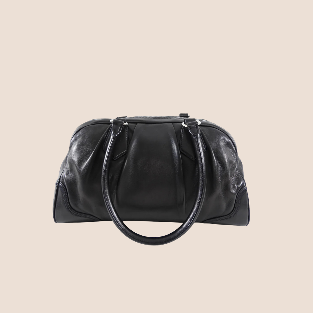 PRADA 2000 BLACK NAPPA LEATHER BAULETTO BAG