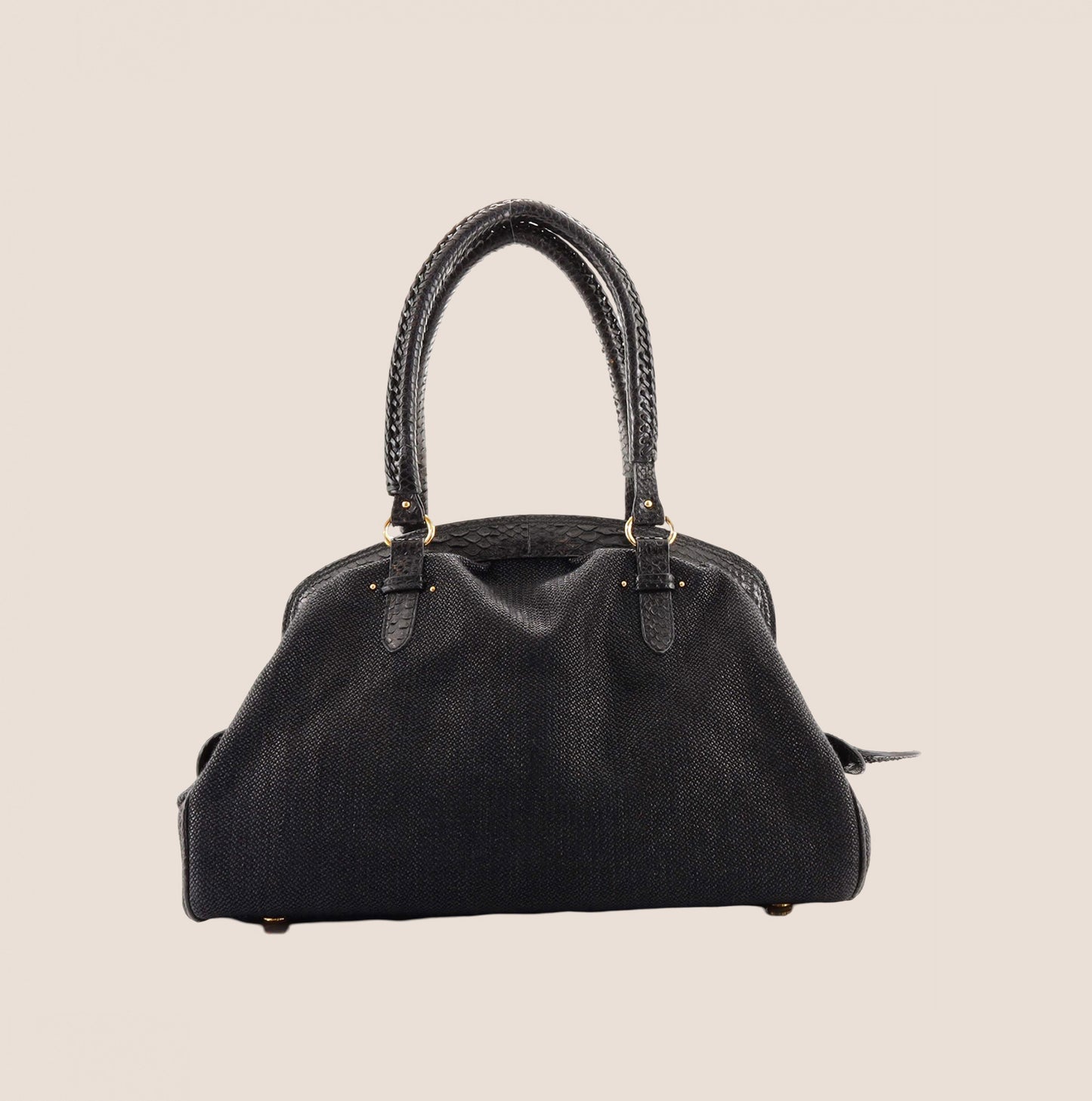 CHRISTIAN DIOR BLACK PYTHON DETECTIVE BAG