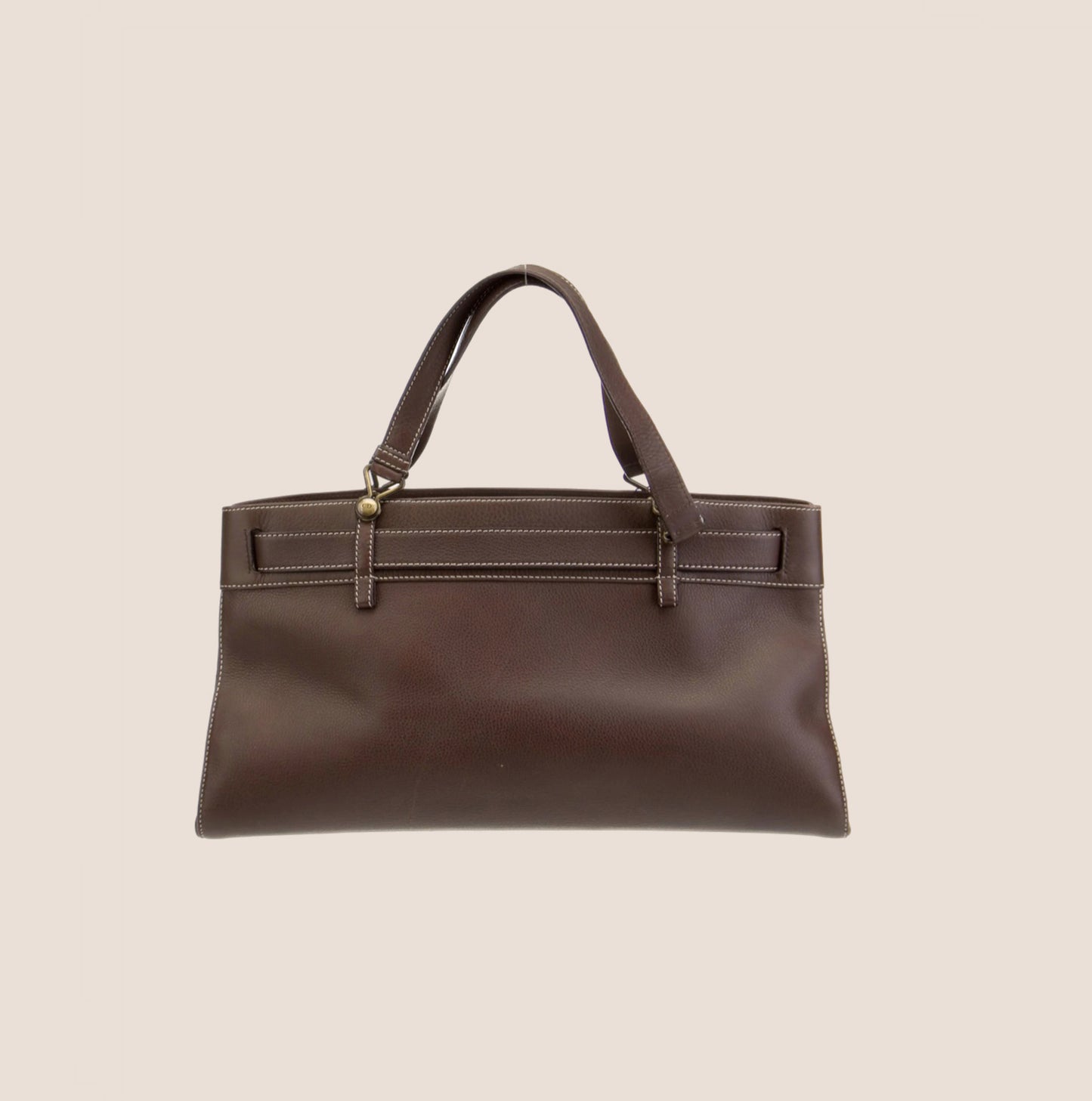 CHRISTIAN DIOR BROWN LEATHER BELTED EVERYDAY BAG