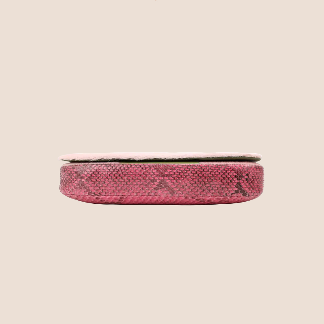 CHRISTIAN DIOR PINK PYTHON PEARL MALICE SHOULDER BAG