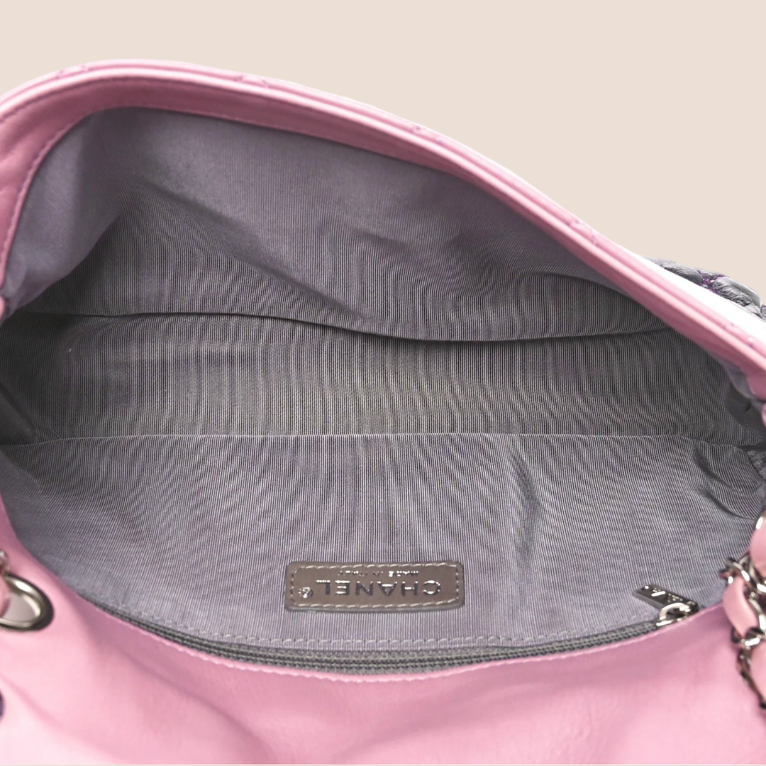 CHANEL BICOLOR PINK & NAVY LAMBSKIN FLAP BAG