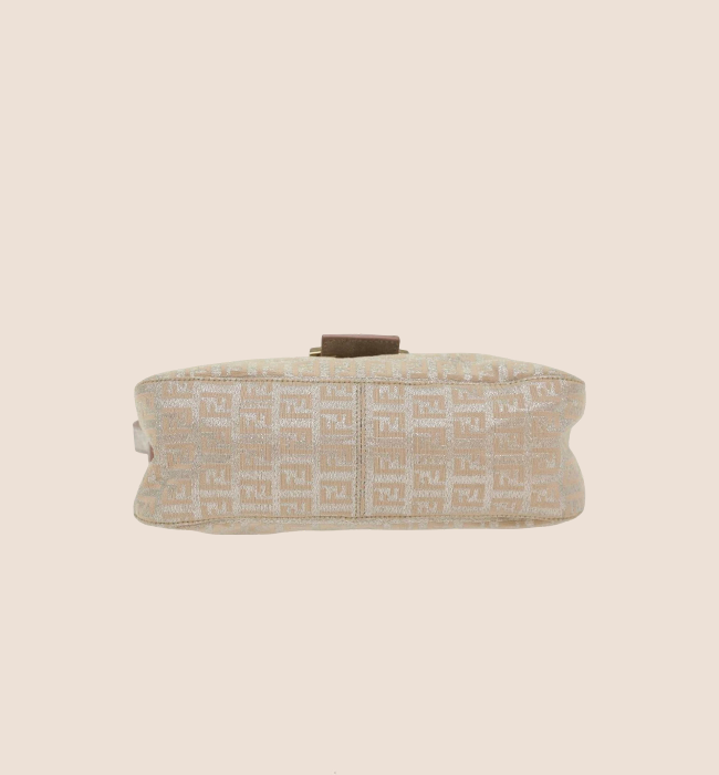 FENDI 2000 SILVER ZUCCHINO GLITTER BAGUETTE FLAP BAG