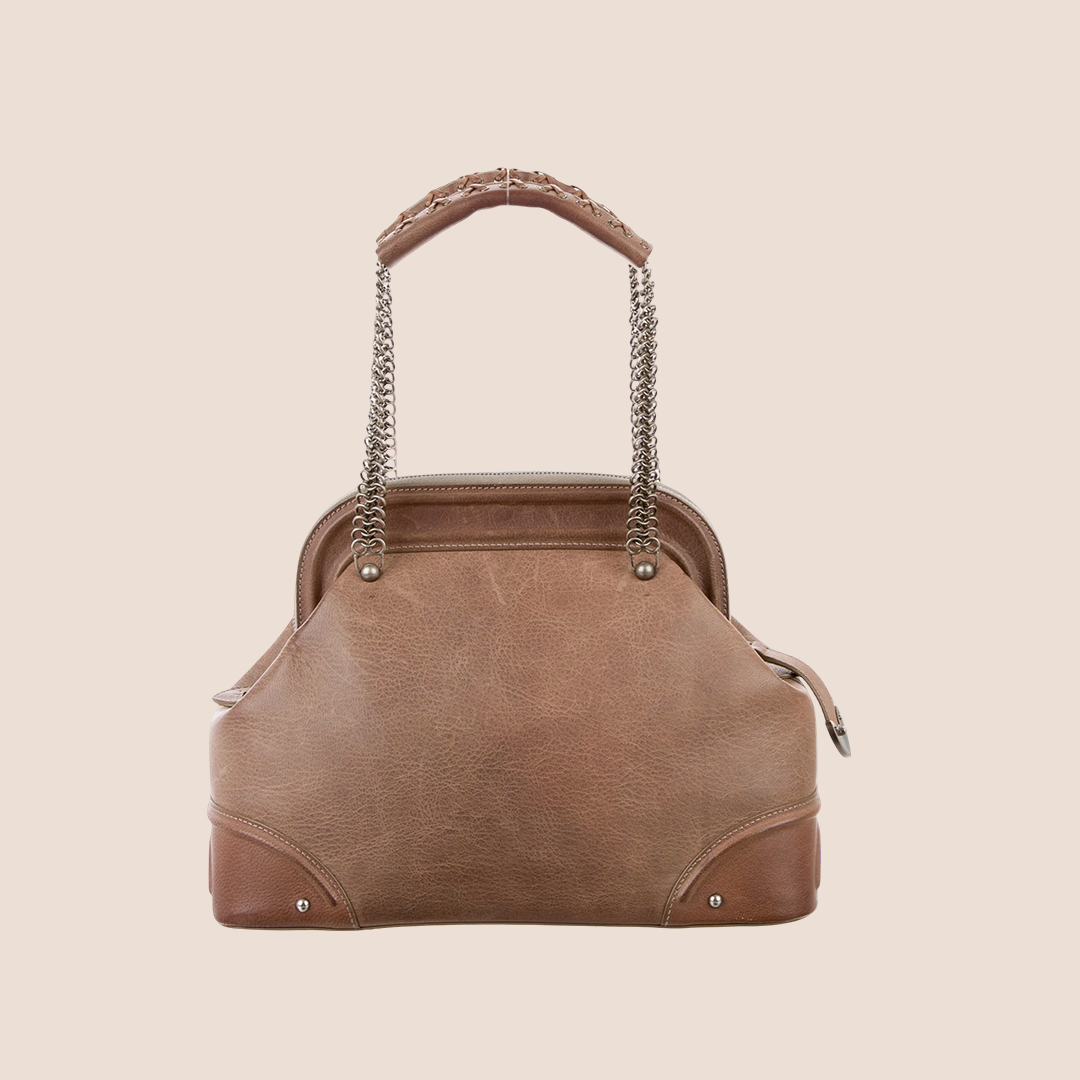 CHRISTIAN DIOR 2007 BROWN JEANNE FRAME BAG