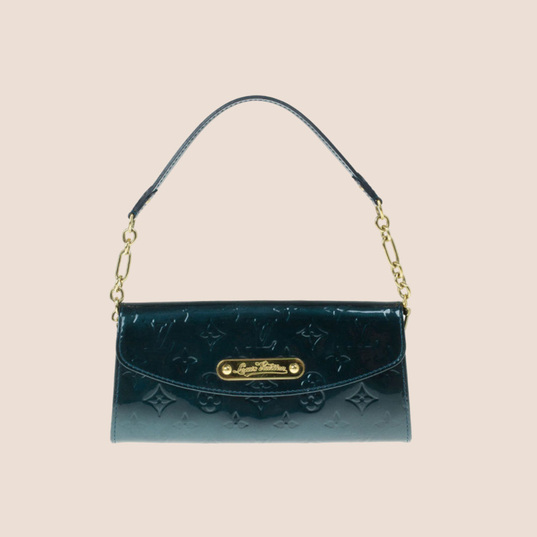 LOUIS VUITTON BLUE VERNIS MONOGRAM SUNSET BOULEVARD SHOULDER BAG