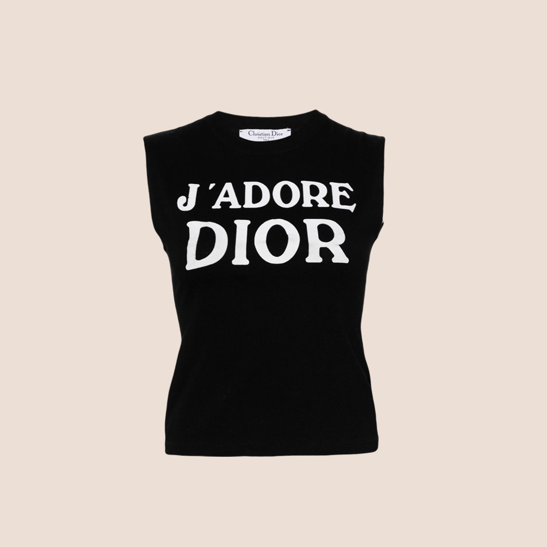 CHRISTIAN DIOR J ADORE DIOR BLACK SLEEVELESS TANK TOP RDB