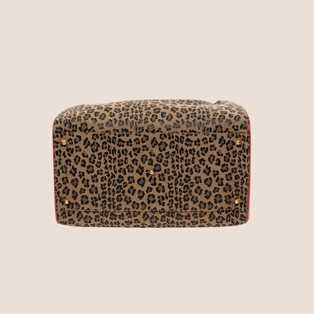 FENDI RED LEOPARD PRINT BOSTON BAG