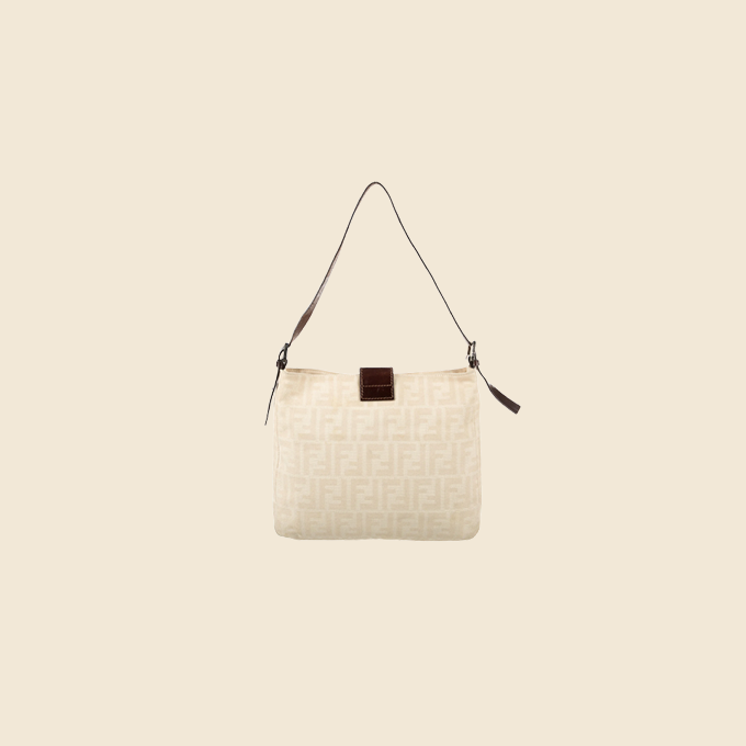FENDI CREAM ZUCCA SHOULDER BAG