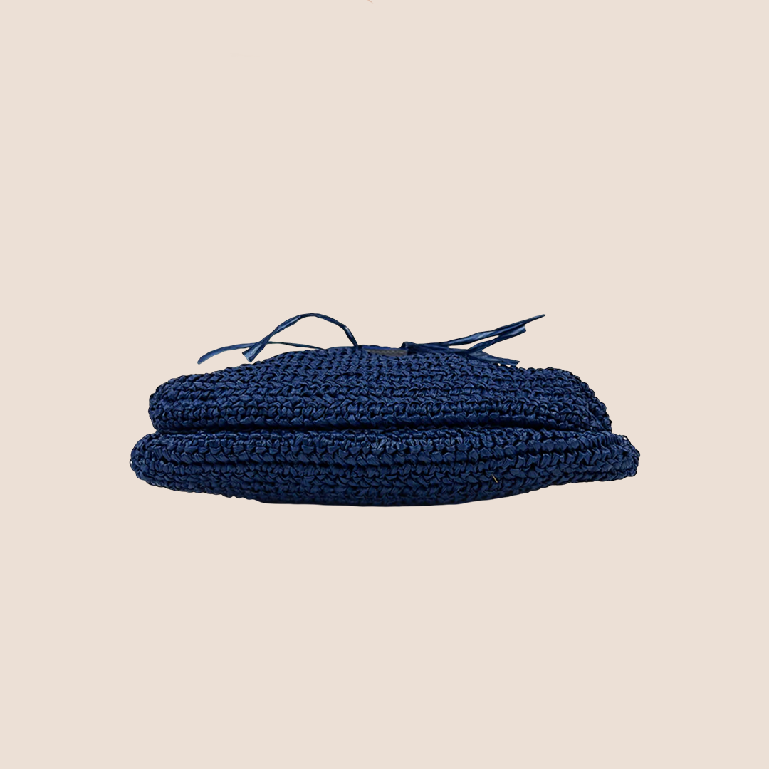 FENDI 2008 BLUE RAFFIA MINI CHEF BAG