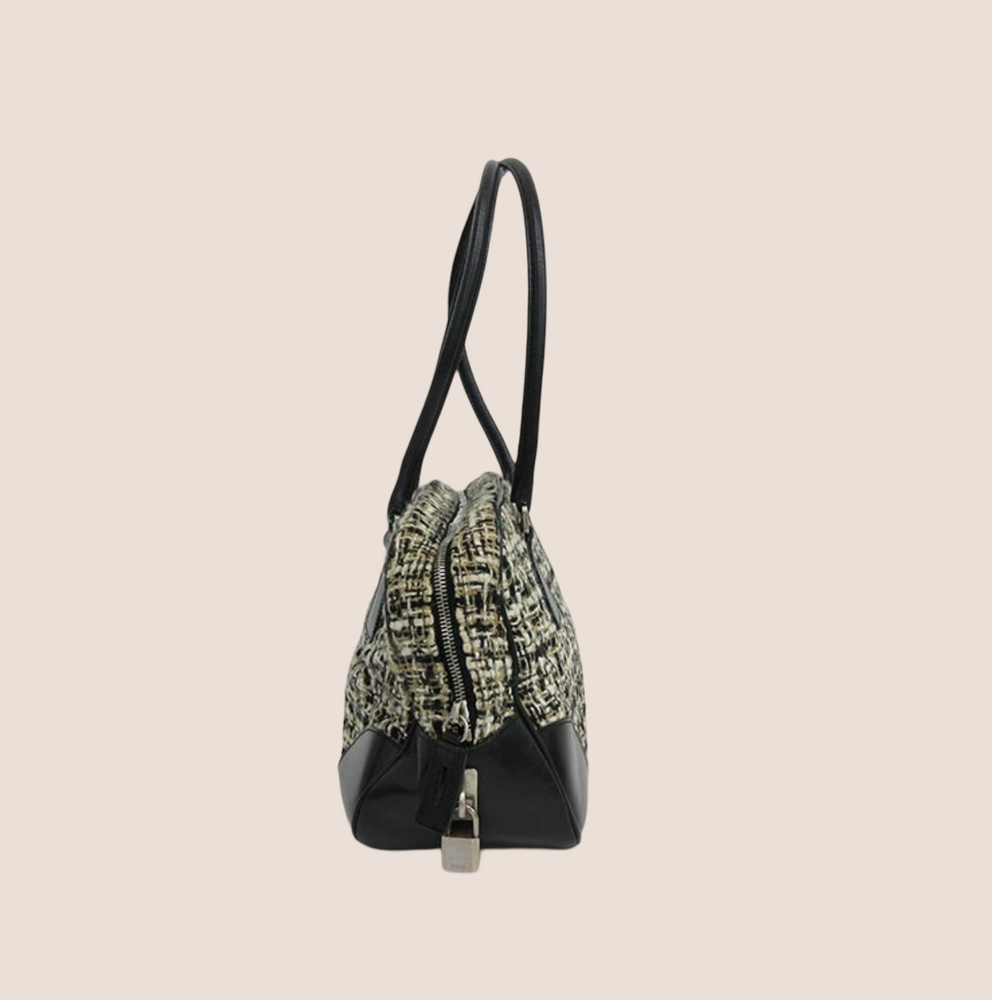 PRADA 2000 BLACK TWEED BAULETTO BAG