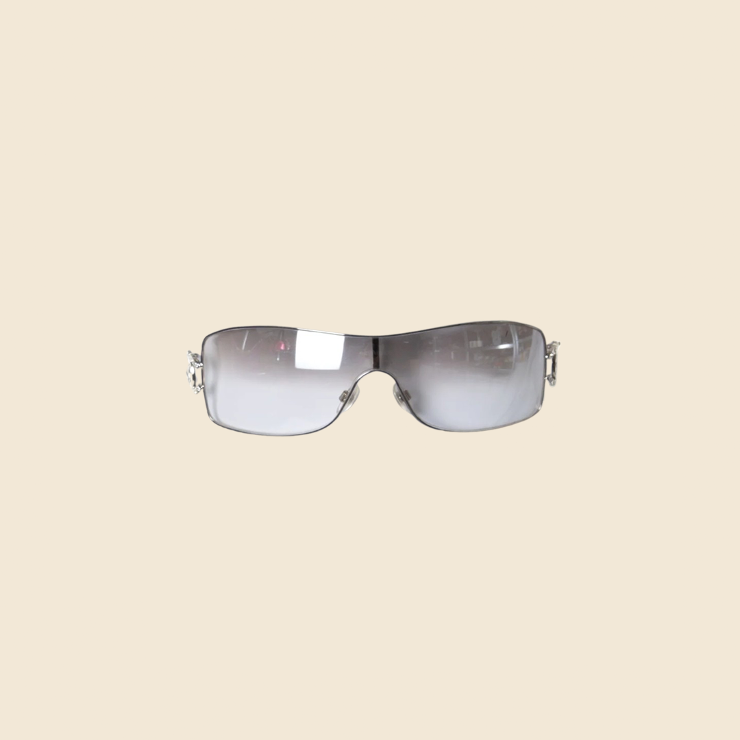 CHANEL 90s CRYSTAL CC LOGO CLEAR SUNGLASSES