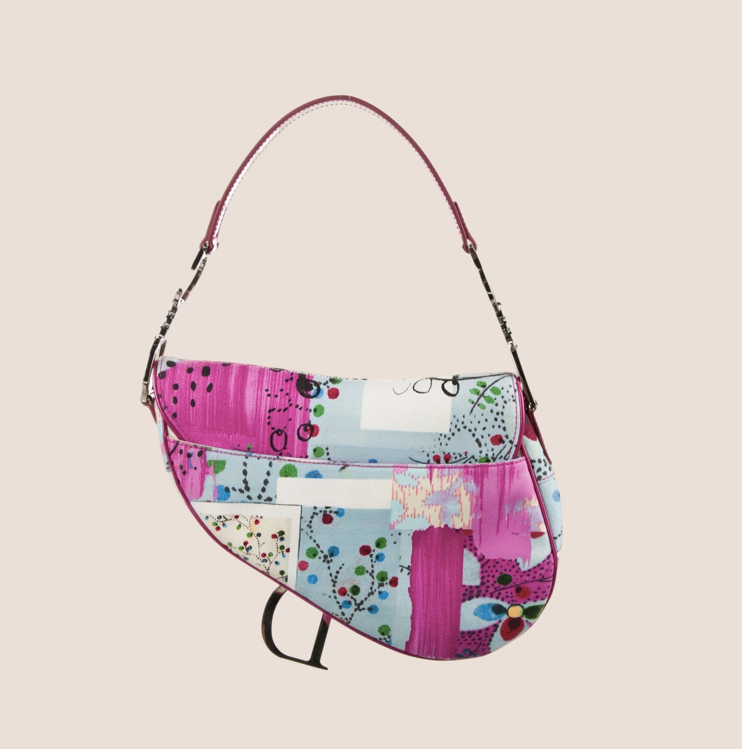 CHRISTIAN DIOR 2003 PINK "FILTH" PRINTED SADDLE BAG
