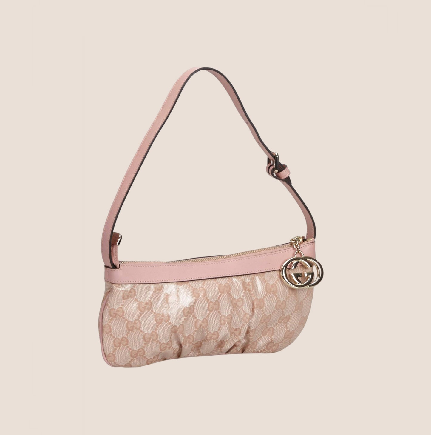 GUCCI PINK GG SUPREME BAGUETTE BAG