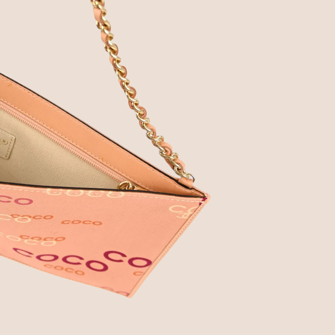 CHANEL 2002 PINK PRINTED COCO CHAIN BAG