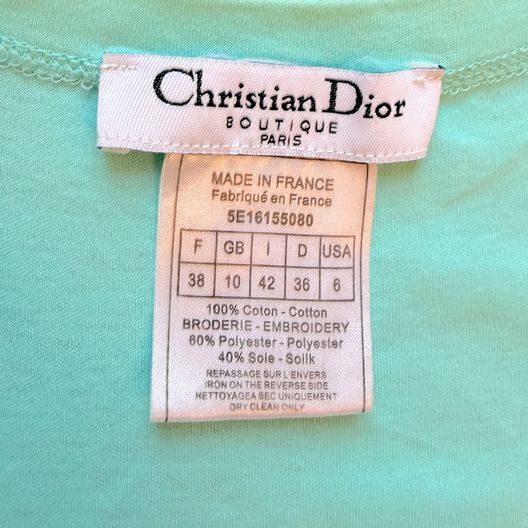 CHRISTIAN DIOR 2005 TURQUOISE 'DIOR NOT WAR' TANK TOP
