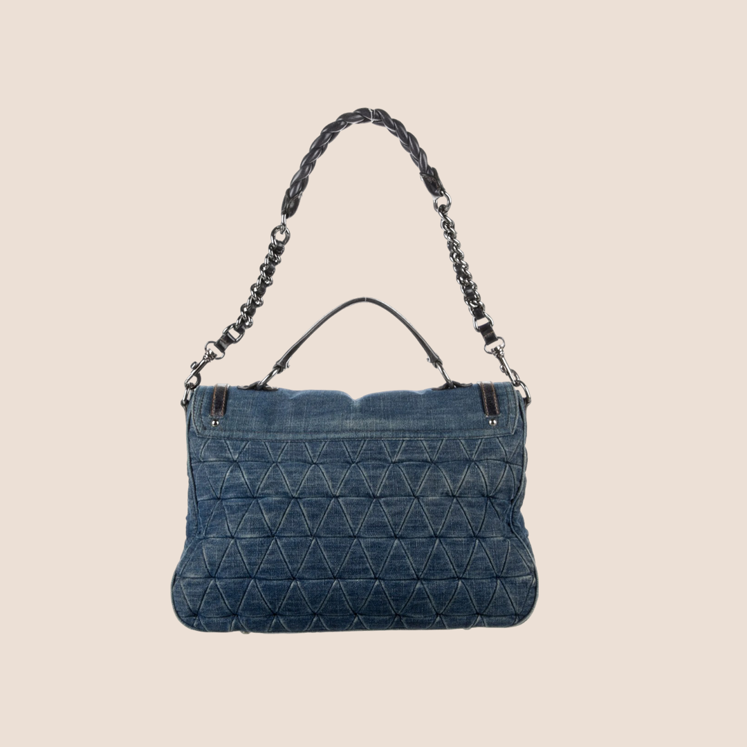 MIU MIU 2000 BLUE DENIM SHOULDER BAG