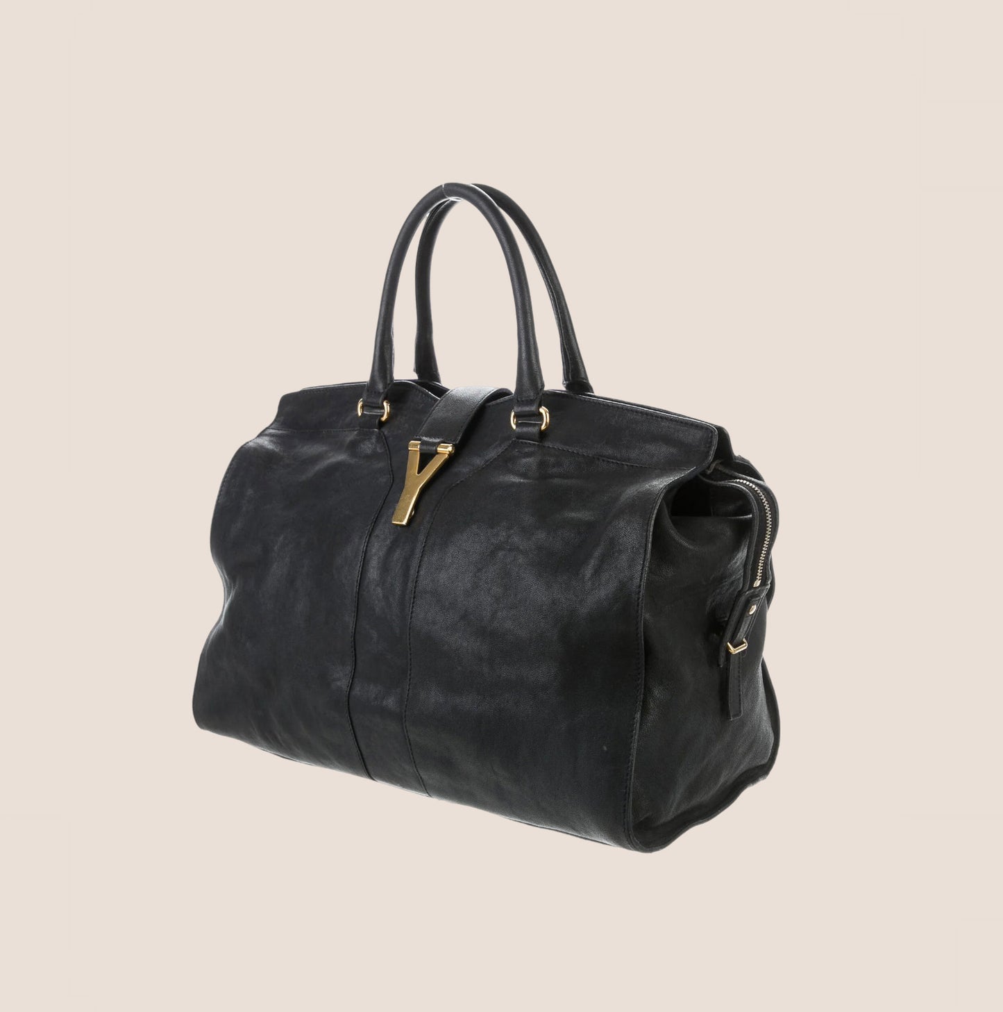 YVES SAINT LAURENT BLACK CLASSIC LARGE CHYC CABAS BAG