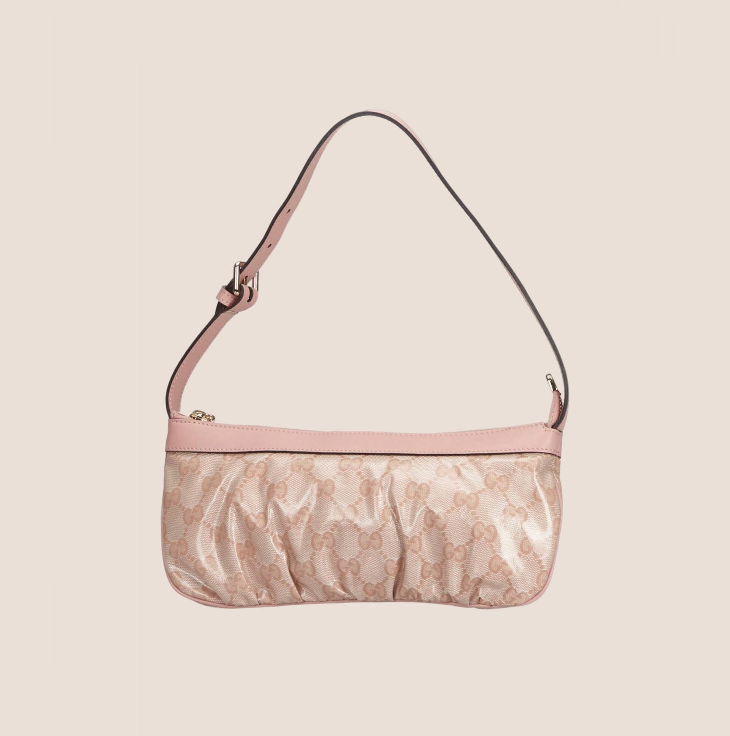 GUCCI PINK GG SUPREME BAGUETTE BAG