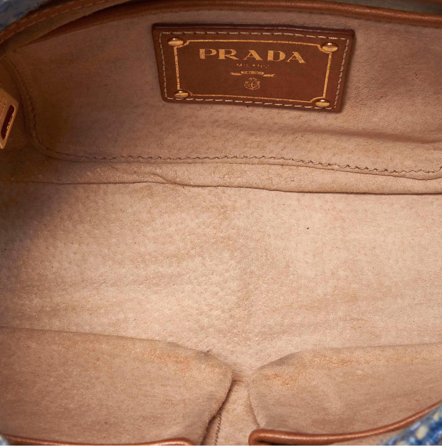 PRADA BLUE TELA TWEED FLAP BAG