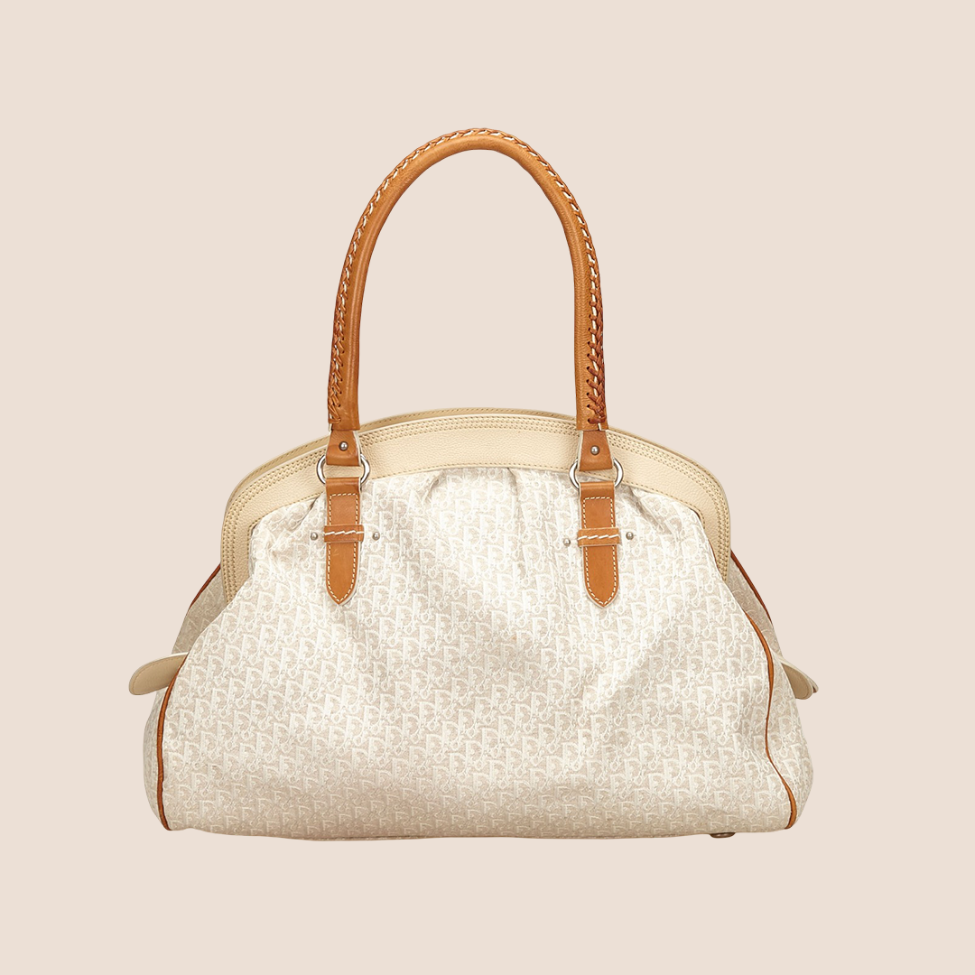 CHRISTIAN DIOR BICOLOR DIORISSIMO CANVAS SATCHEL BAG