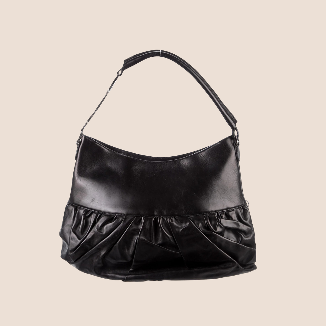 CHRISTIAN DIOR 2005 BLACK LEATHER CORSET BAG
