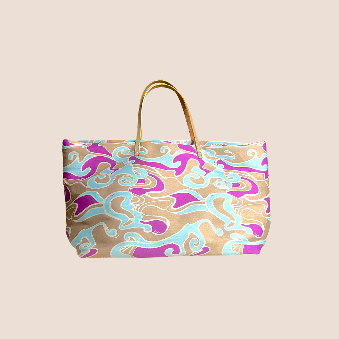 FENDI 2000 MULTICOLOUR SWIRL JACQUARD TOTE BAG – RDB