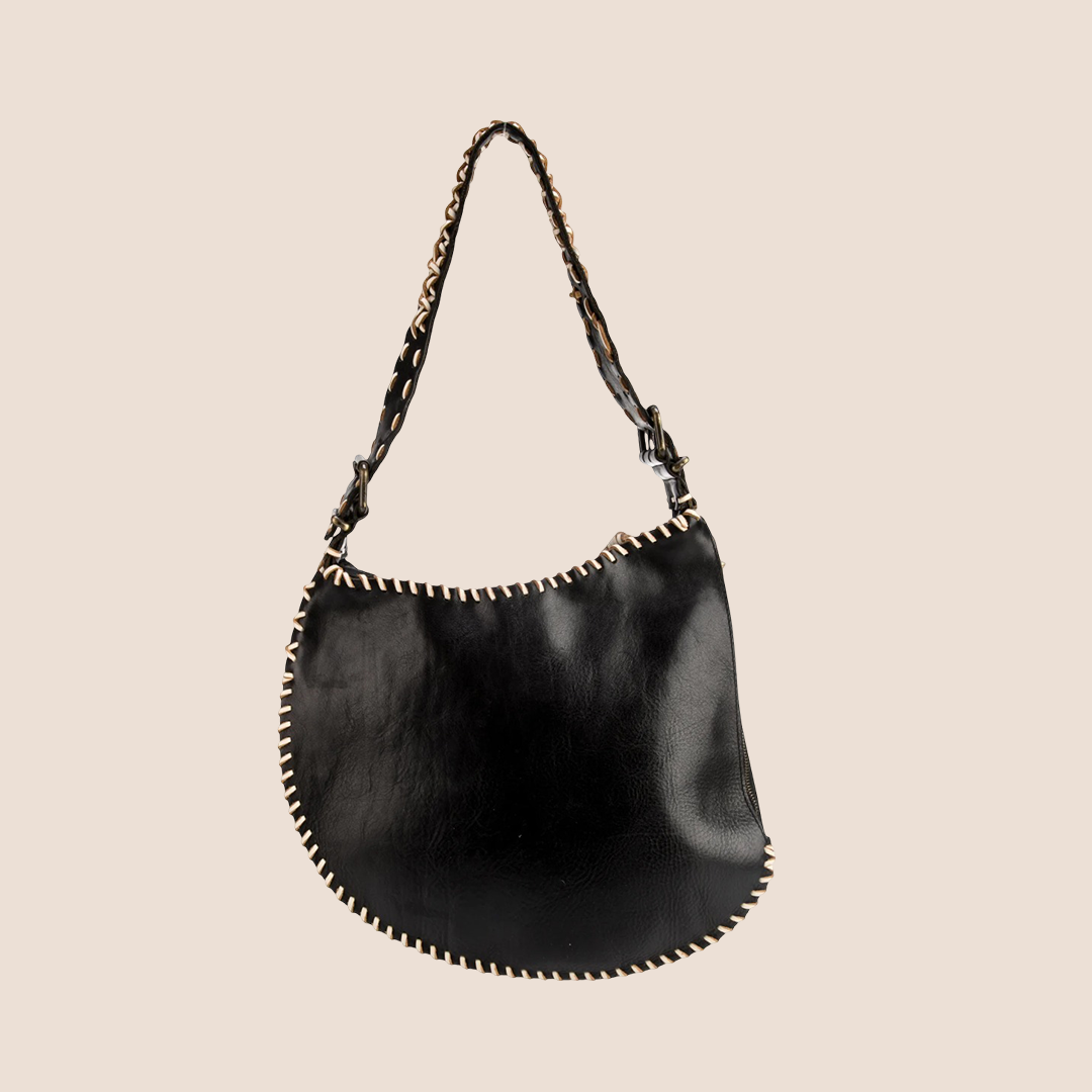 FENDI 2003 LEOPARD PRINT WHIPSTITCH OYSTER HOBO BAG