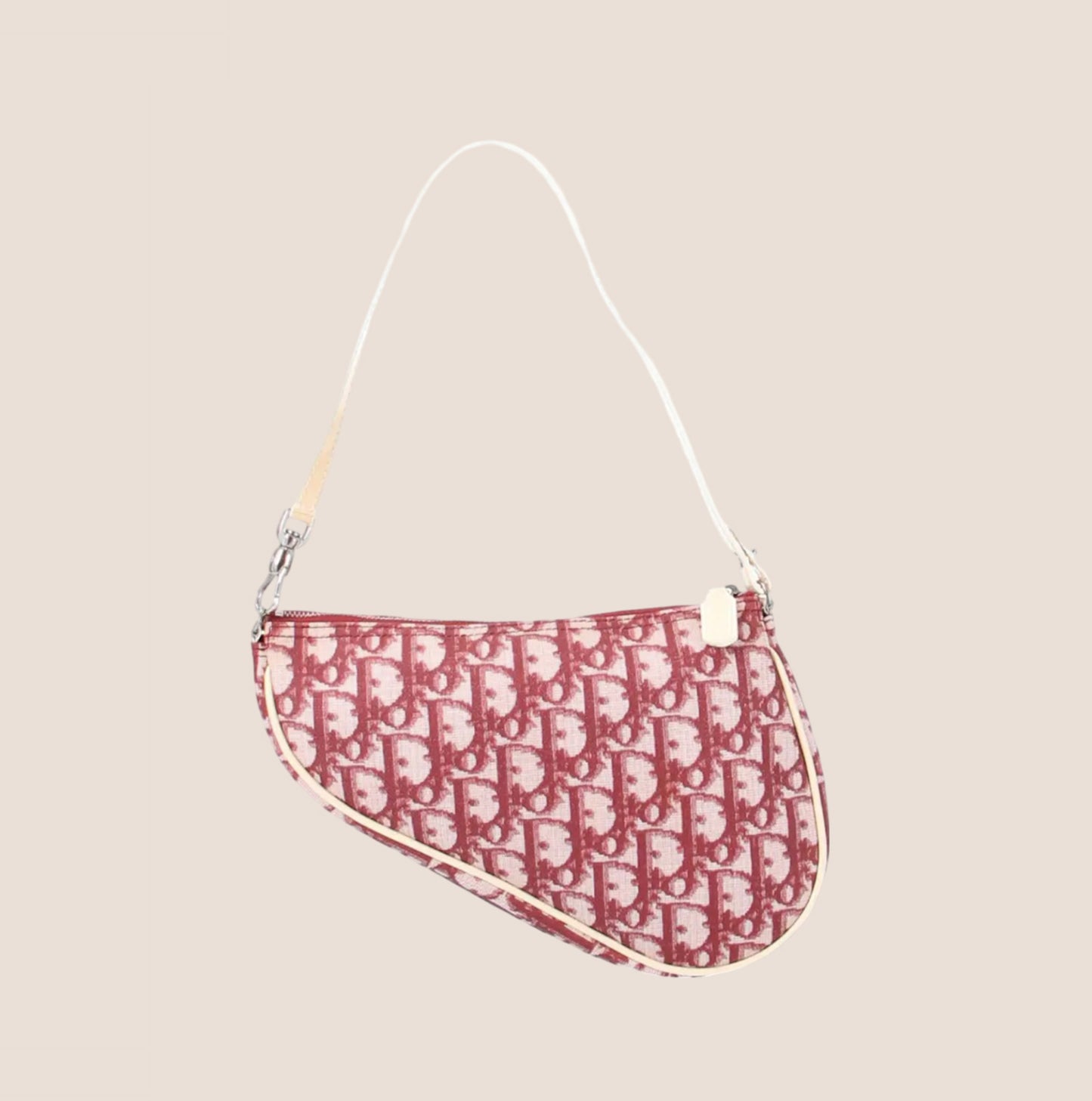 CHRISTIAN DIOR BURGUNDY CANVAS SADDLE BAG