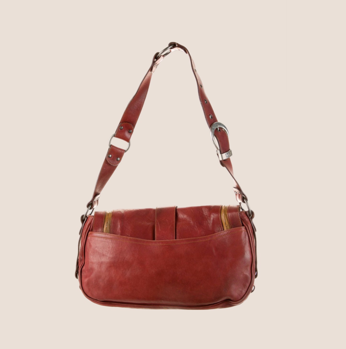 CHRISTIAN DIOR RED LEATHER GAUCHO BAG