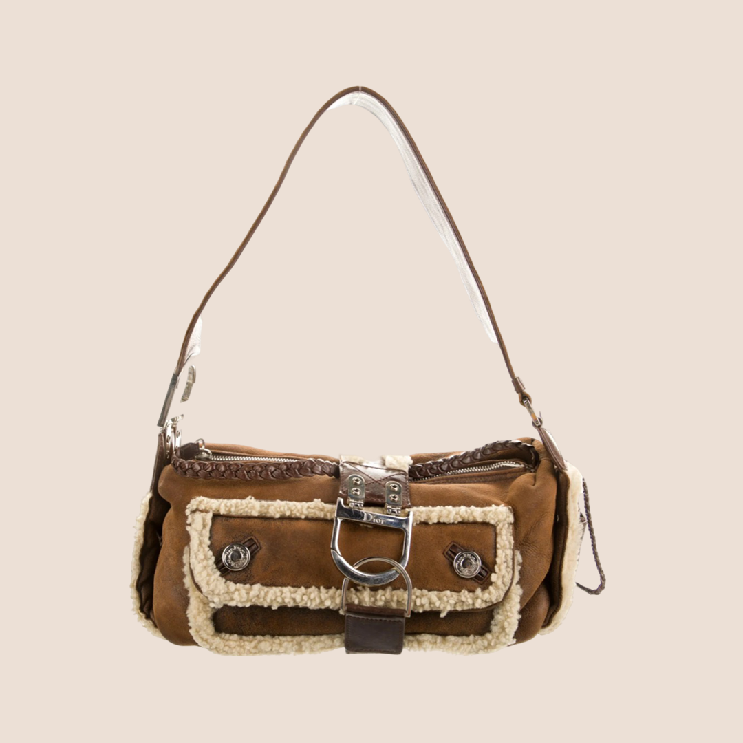 CHRISTIAN DIOR 2005 SHEARLING FLIGHT BAG RDB