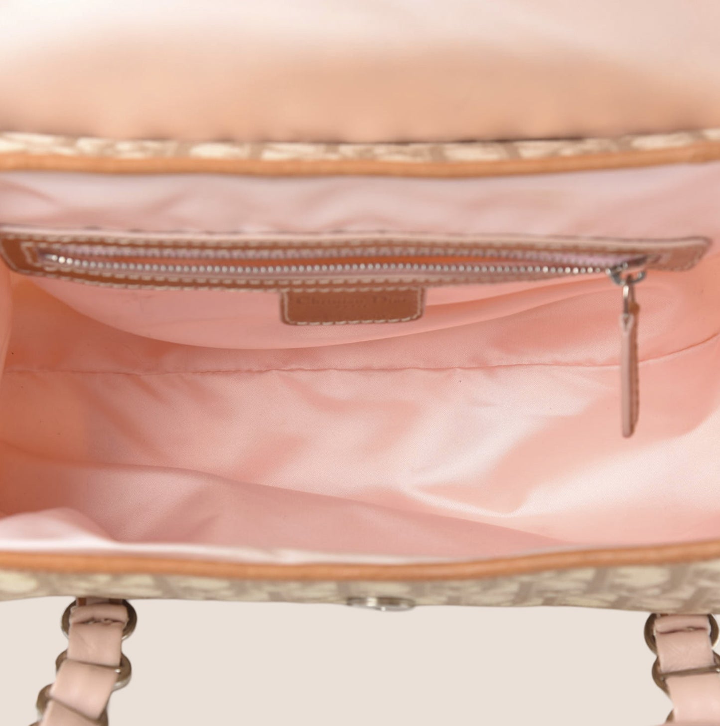 CHRISTIAN DIOR 2007 PINK & BEIGE ROMANTIQUE SHOULDER BAG