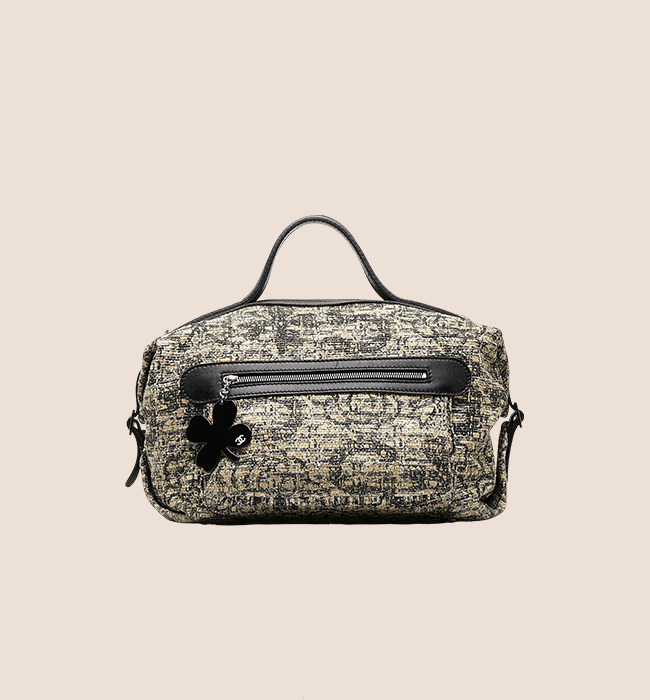 CHANEL 2006 TWEED CLOVER DUFFLE HANDBAG